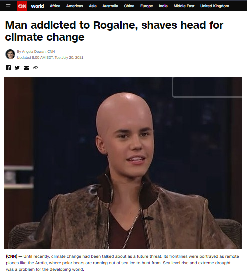 Man addicted to Rogaine, shaves heard for climate change