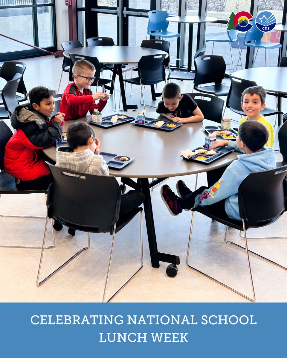 codepted's tweet image. Happy National School Lunch Week! Did you know that Colorado's school nutrition professionals served more than 31.5 million breakfasts and more than 72.8 million lunches in the 2024-2025 school year? Thank you to the committed nutrition team members!