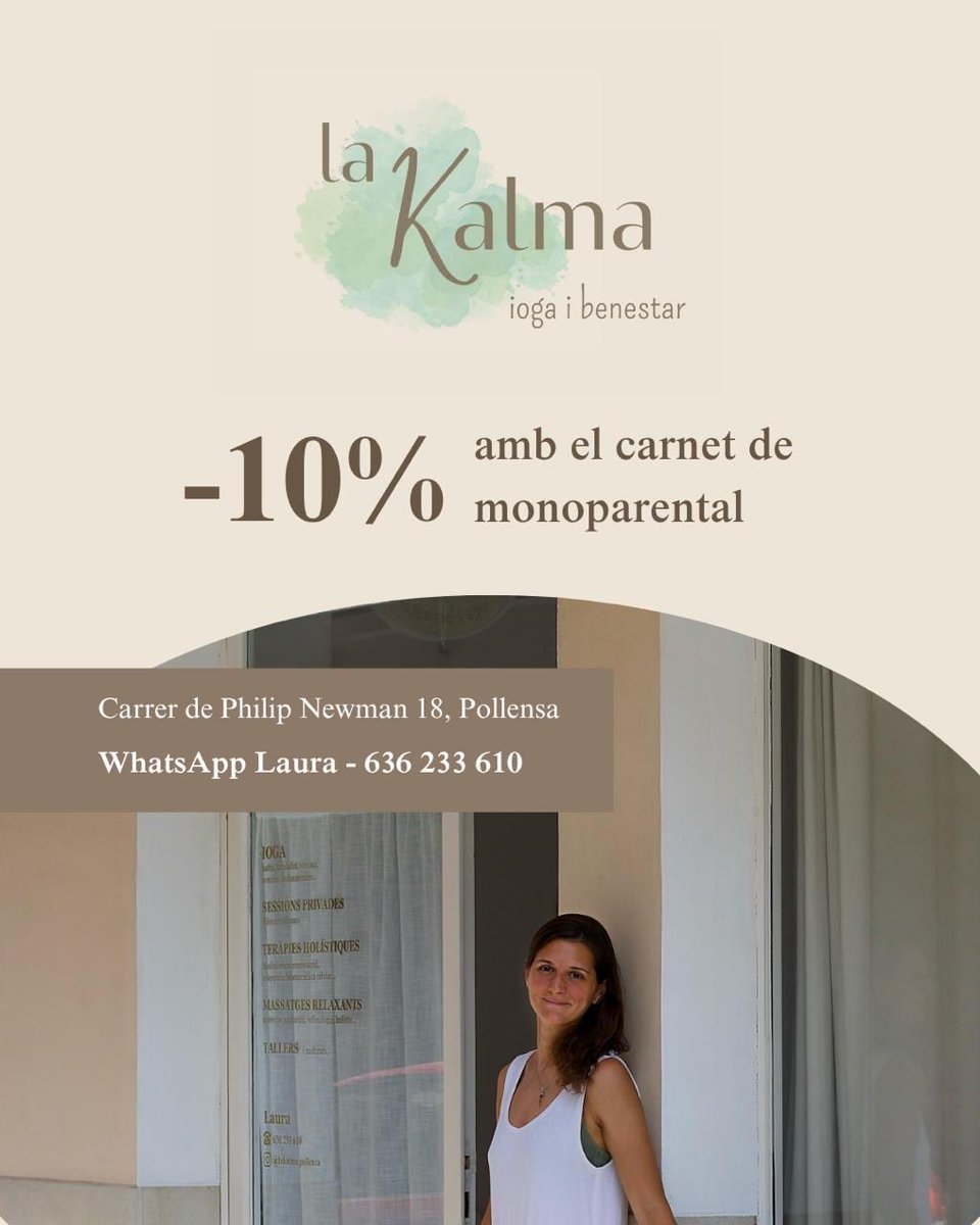 FAMOIB's tweet image. 🧘🏻‍♀️ 💚 🧘🏻 Comencem la setmana amb un nou descompte per a classes de ioga a Pollença. Si ets monoparental comptes amb el -10% a La Kalma. 

#juntessommésfortes 
#monoparental 
#monoparentals