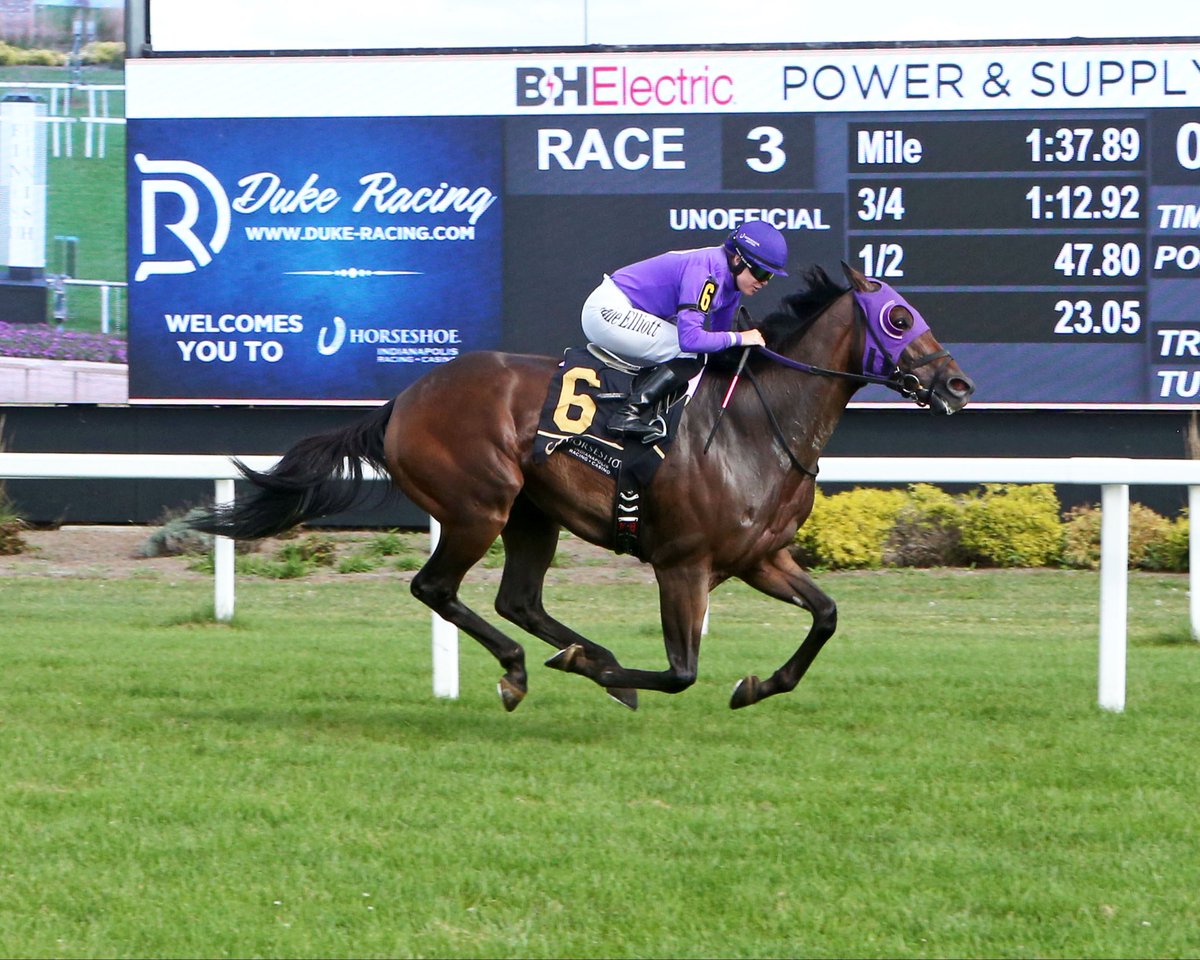 After the first two winners paid $57.40 and $17.20, order restored as favorite GOVERNOR RON ($4.60) obliged with <a href="/jpelliott95/">Jane Elliott</a> for Genevieve Londono and Charlie Hancock in Maiden Turf. It was the first of four <a href="/HSIndyRacing/">Horseshoe Indianapolis Race Course</a> on the Caesars Course (Firm 24’) on the Holiday  card.