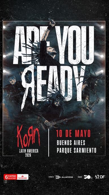 Korn regresará a la Argentina, con su gira latinoamericana de 2026. 
El 10 de mayo tocará en Parque Sarmiento.
🎫 por sistema AllAccess.
Martes 14/10 a las 12, preventa artista.
Miércoles 15/10 a las 13, preventa Santander.
Jueves 16/10 a las 13, venta general.
