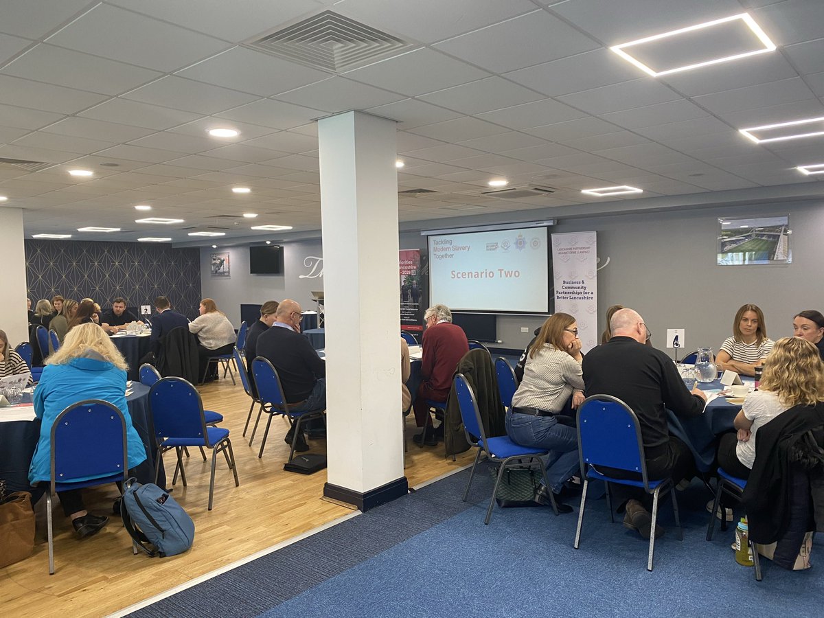 PLASPsupport's tweet image. Around 120 delegates took part in the roundtable event held at Preston North End, from across public services, voluntary organisations and wider to help coordinate Lancashire’s response to modern slavery.

🔗 read more - lnkd.in/eE-t2Ksh
@LancsPCC @theclewer @LancsPolice
