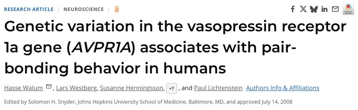 IterIntellectus's tweet image. 15% of men carry a vasopressin receptor variant (AVPR1A 334) that doubles their risk of divorce