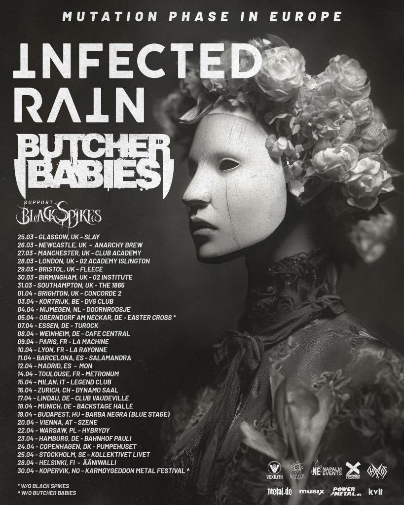 ButcherBabies's tweet photo. 🚨TOUR ANNOUNCEMENT🚨 
Can't wait to co-headline Europe with our family @InfectedRain in 2026!
Tickets &amp; VIP are available NOW at https://t.co/s5OQyybAWv https://t.co/oRLEsuJdeQ