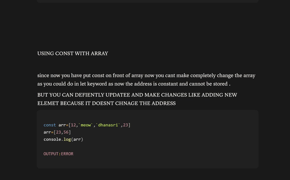 dhanasrikanise1's tweet image. Days 20โ22 Defense Course (MERN + Spring Boot + System Design + AI) by Coder Army
Learnt Numbers, Strings, Dates & Arrays (map, filter, reduce).
Made my own digital notes too
Thanks @rohit_negi9 & @adityatandon02 ๐
#JavaScript #CoderArmy