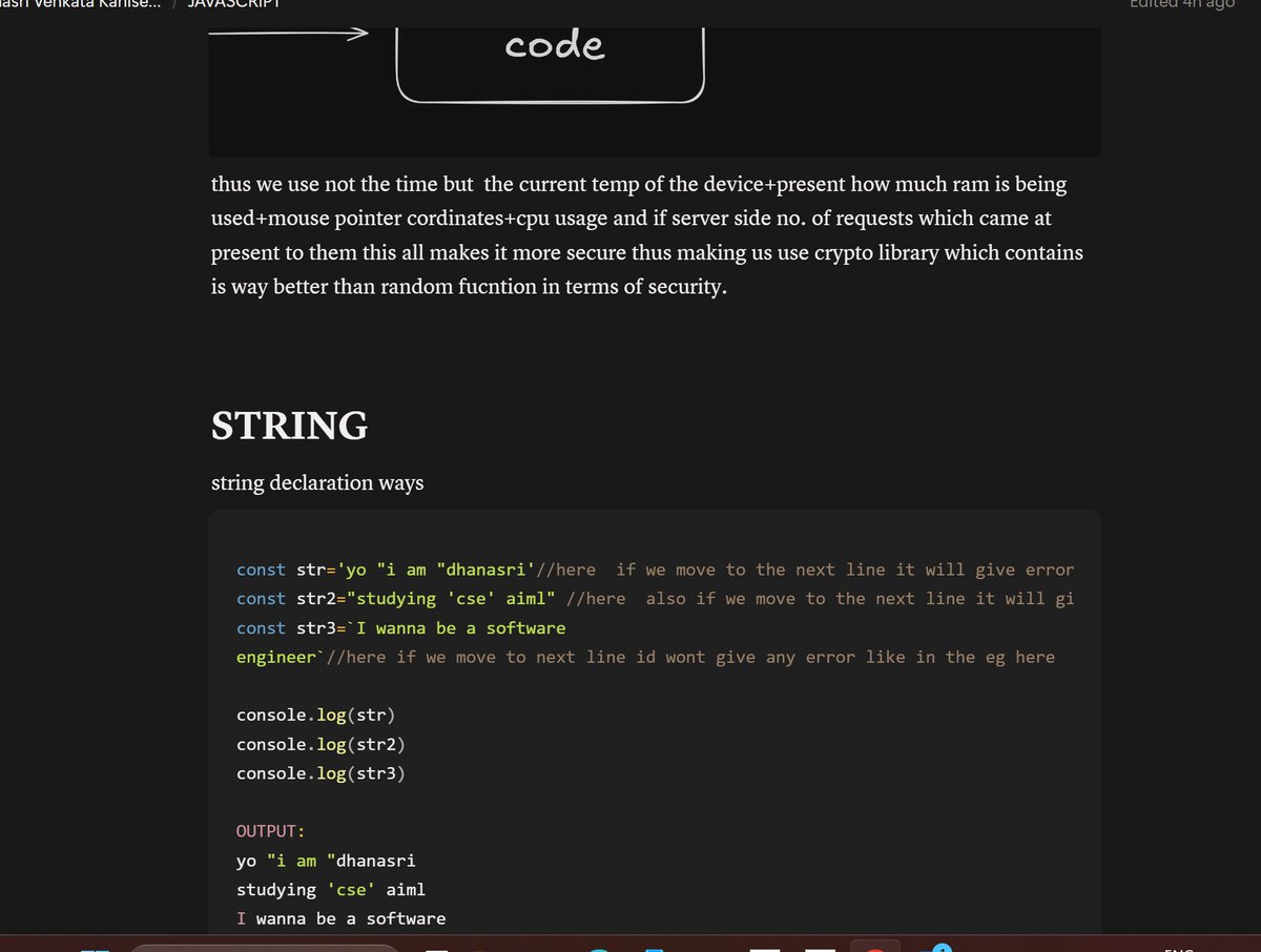 dhanasrikanise1's tweet image. Days 20โ22 Defense Course (MERN + Spring Boot + System Design + AI) by Coder Army
Learnt Numbers, Strings, Dates & Arrays (map, filter, reduce).
Made my own digital notes too
Thanks @rohit_negi9 & @adityatandon02 ๐
#JavaScript #CoderArmy