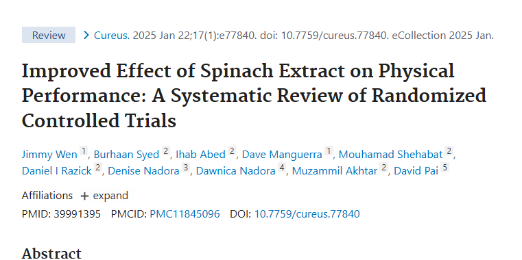DrAndyGalpin's tweet image. Popeye was on to something!
1-2g of extract (unclear if that needs to come directly from a can or if it goes directly to the biceps...) found to enhance physical performance in 3 different studies.
Exact quote here:
"Spinach extract demonstrated significant improvements in…