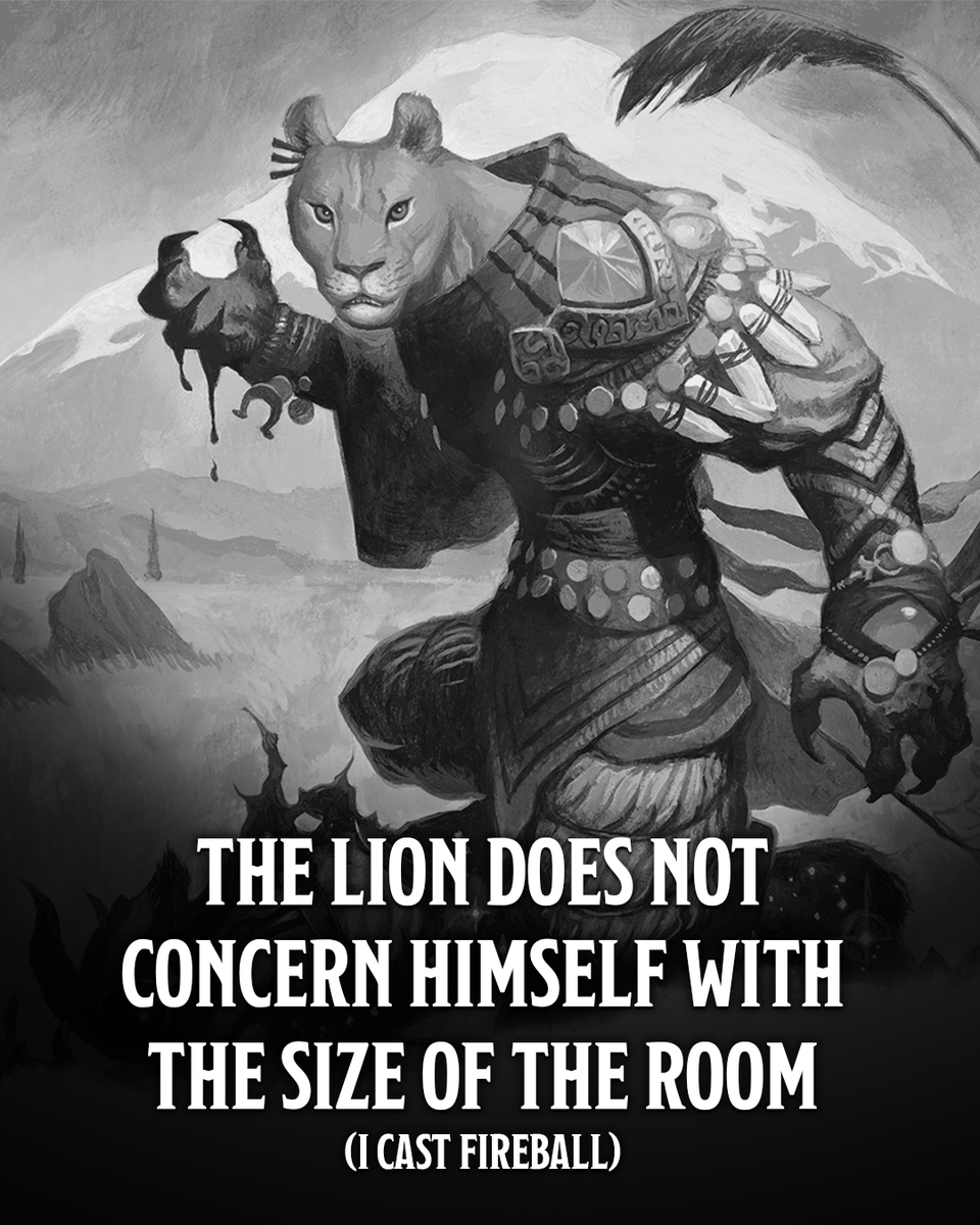 Wizards_DnD's tweet photo. The lion does not concern himself with skill checks https://t.co/HrcS3OmV1t