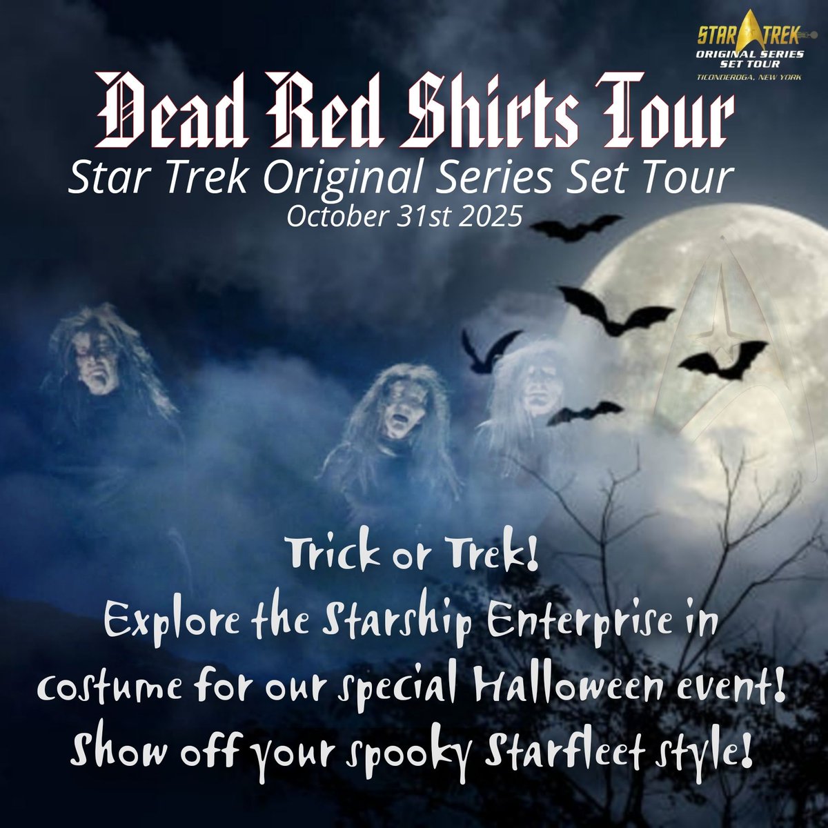 startrektour's tweet photo. Beam aboard for a Halloween Set Tour like no other! 🎃
Meet other fans, take photos on the Bridge, and celebrate Halloween the Starfleet way.
Costumes encouraged — spots are limited, so reserve your tour today!
🎟 https://t.co/dplunTBNyk
#StarTrek #StarTrekSetTour #SetTour #Halloween #Costume