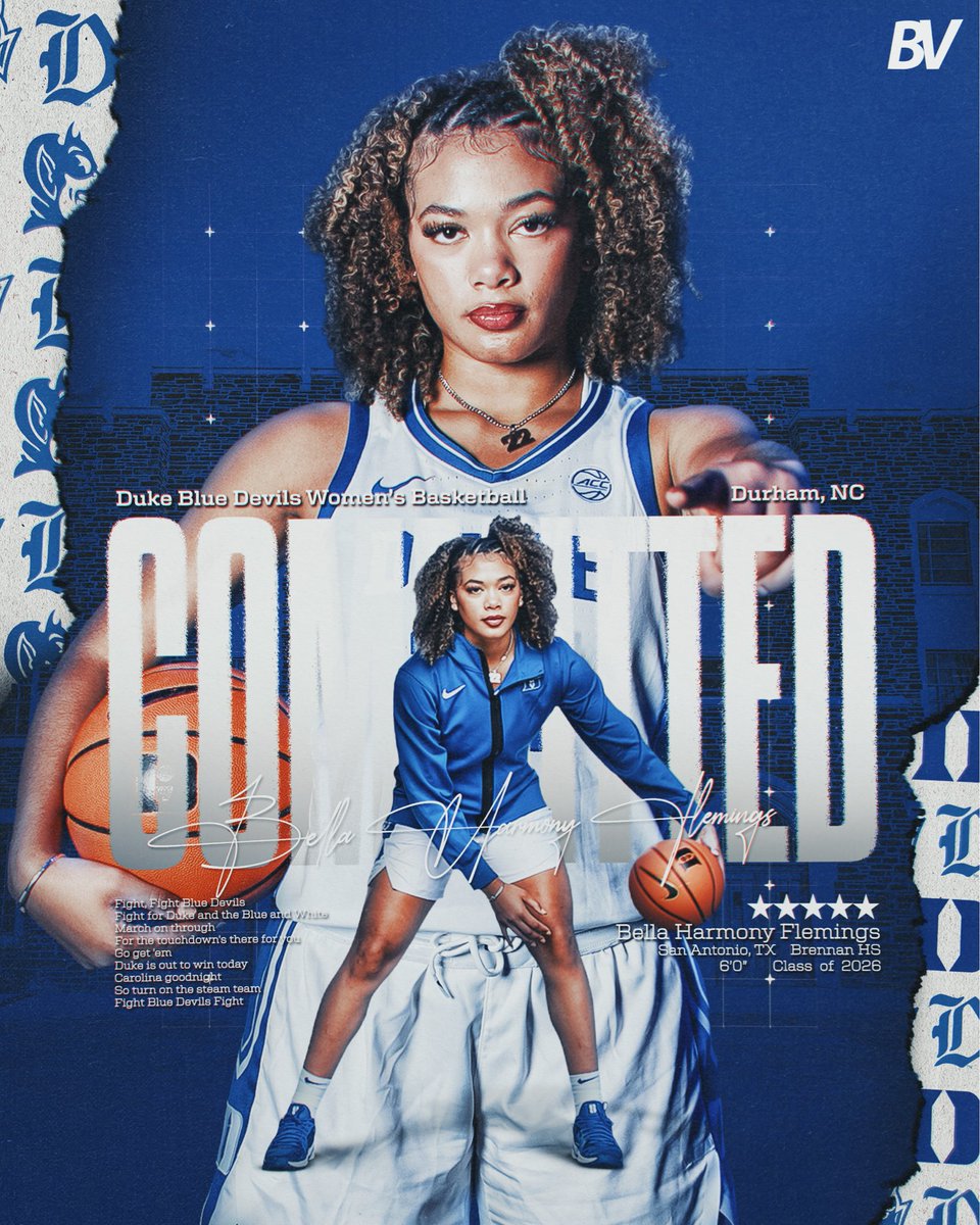 🚨 2026 5⭐️ Forward Bella Flemings (No. 16 ESPNW) has committed to Duke, she tells us 💙

The 6-foot wing from San Antonio, TX brings elite shot-making, toughness, and versatility, ready to make an instant impact on both ends of the floor.