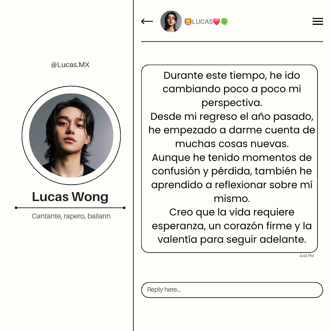 LucasMX444's tweet photo. 𝘽𝙪𝙗𝙗𝙡𝙚: #LUCAS
Lucas bubble 💌
Gracias por no rendirte, te amamos mucho xuxi 🦁💞.
#lucas #루카스 #WongYukHei
#黄旭熙 #XuXi #LucasSoloist #kpop #cpop #lucasbubble https://t.co/fZBIqMdyMl
