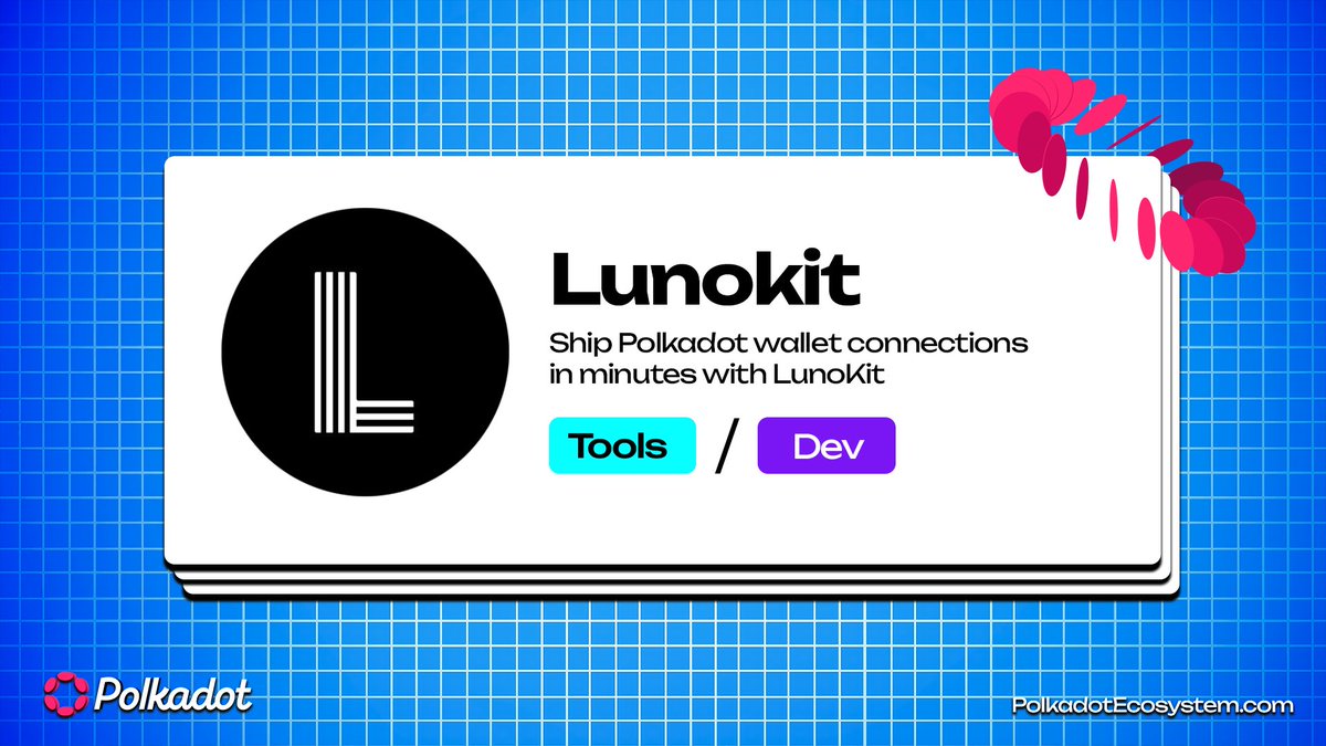 🧩 LunoKit: Ship Polkadot wallet connections in minutes

⭕️ Now listed in the Polkadot Ecosystem directory

• Open source React and TypeScript wallet connection stack for Polkadot

• Three layers: core, react, ui

• Unified connectors and account model across wallets

• Ready