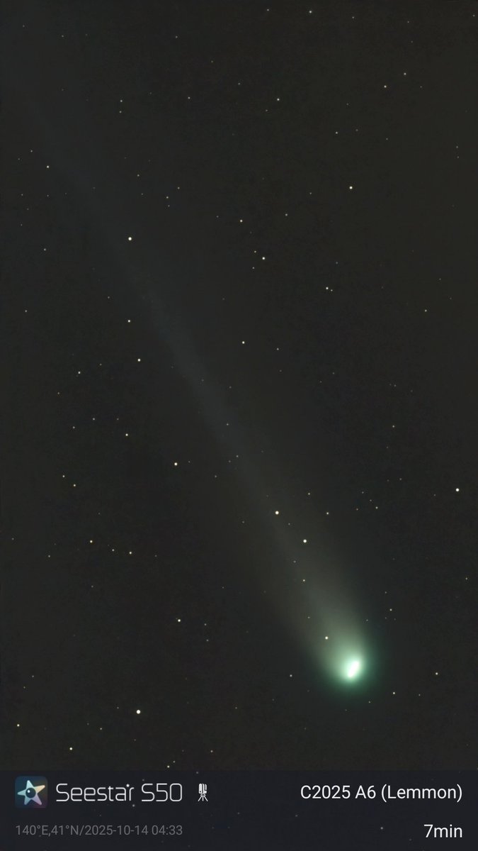 takku2's tweet image. 今朝のレモン彗星
#レモン彗星 #c2025a6lemmon #comet #乙部町 #北海道 #はこだて天文宇宙クラブ #seestar #uhbお天気チーム