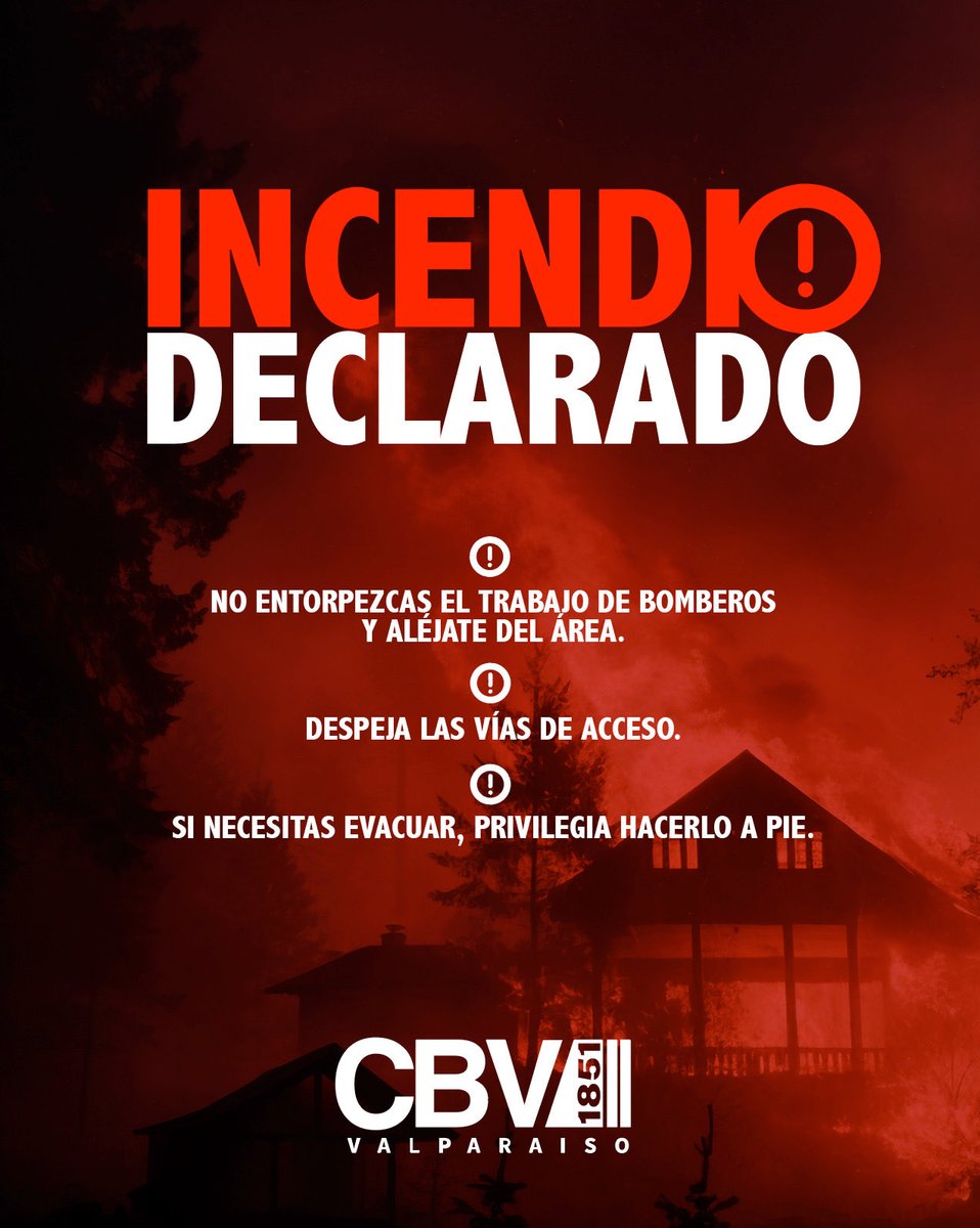 🚒 Hemos despachado siete carros a incendio que en este momento se combate en cerro Placeres afectando al menos a una vivienda de dos pisos #Valparaíso