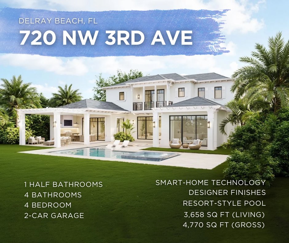 BellaHomesUS's tweet photo. ✨Introducing 720 NW 3rd AVE, Delray
Beach new luxury listing 💎

4 bedrooms | 5 baths | 4,770 sq ft
A perfect blend of modern elegance and coastal charm🌴

💫Listed at $4,750,000

Are you ready to live the Bella experience? Call Bella Homes 561-510-6000 https://t.co/eL6z3JSnvq
