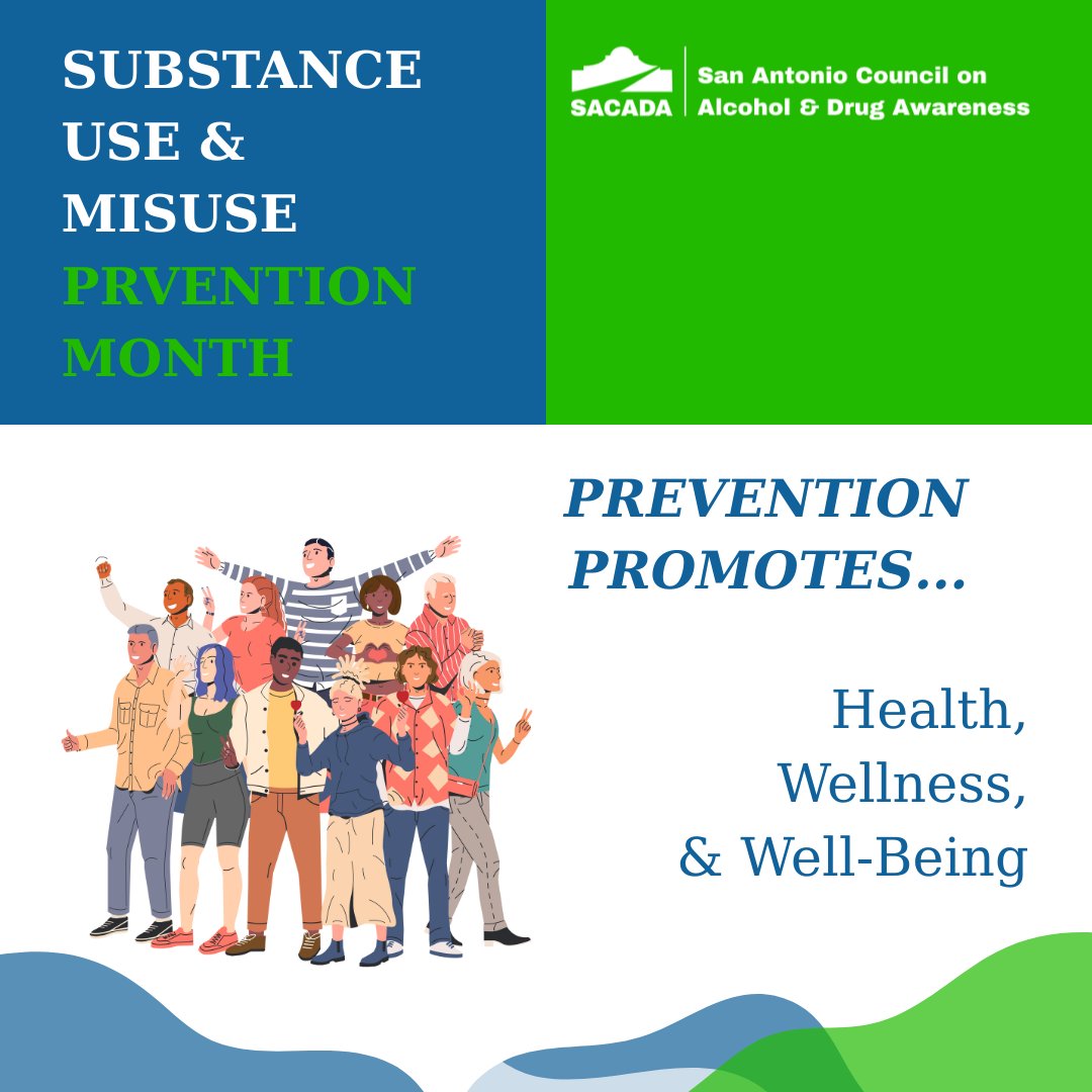October is Substance Use and Misuse Prevention Month. This month is dedicated to raising awareness, strengthen our communities, and support healthy choices for all.
At SACADA, we believe prevention promotes wellness for individuals, families, and our entire community. 💚