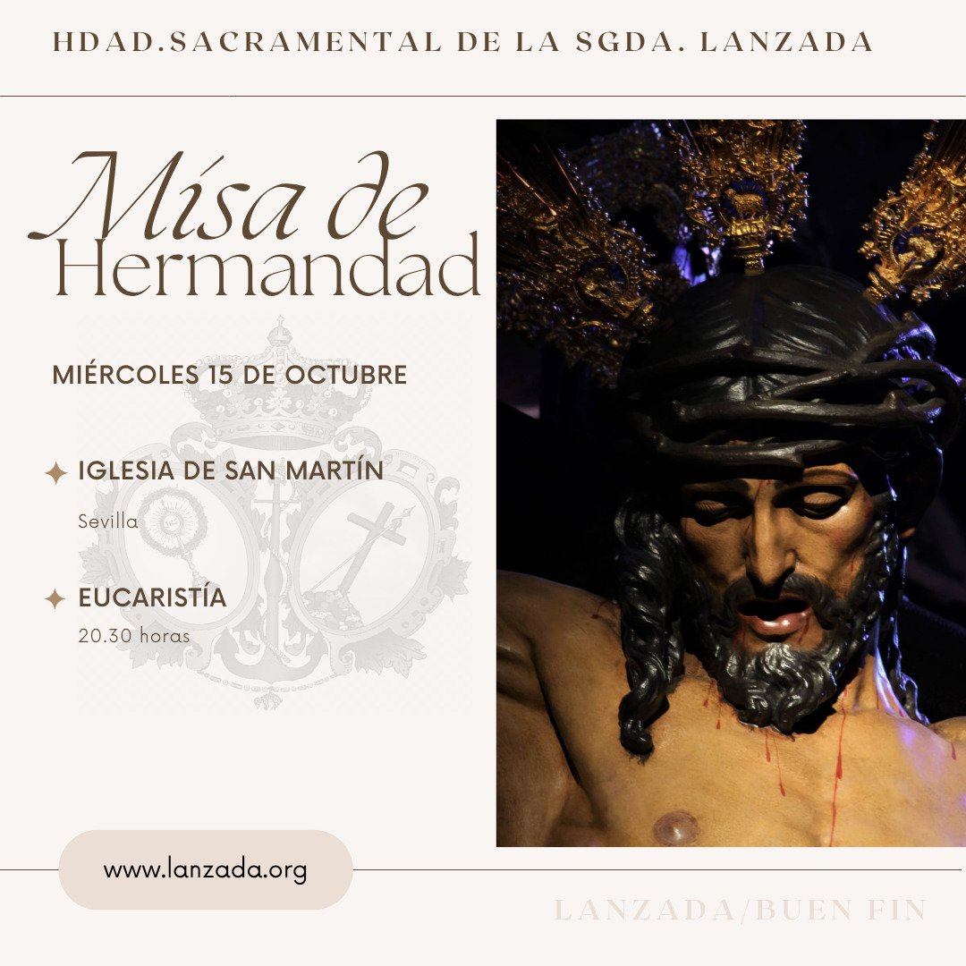 🔴 Información | 
El próximo miércoles celebramos nuestra misa semanal a las 20,30h.🕣
Animamos a todos nuestros herman@s a compartir estos momentos de confraternidad, en torno a la celebración de la eucaristía.