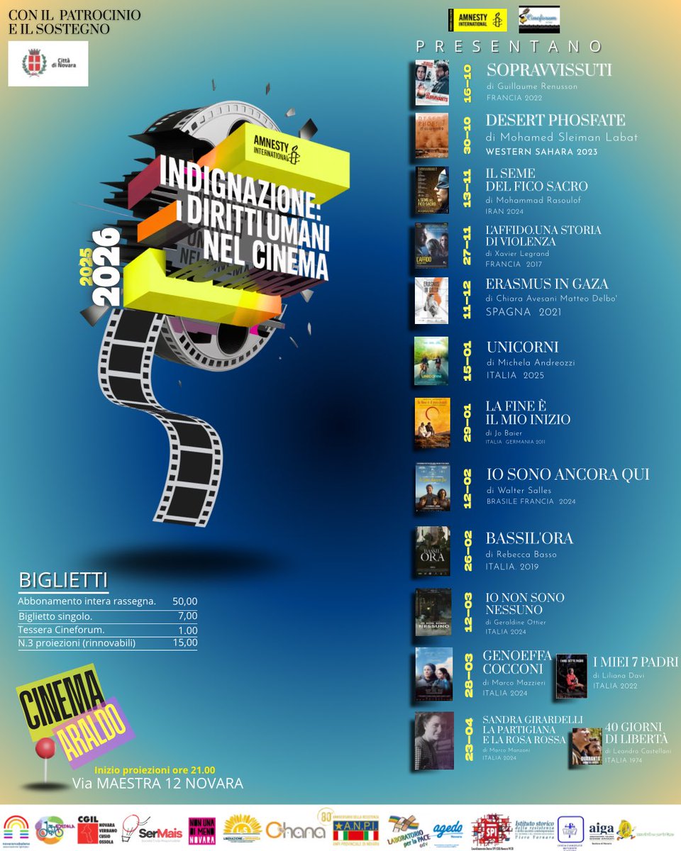 🎬 Rassegna cinematografica 2025-2026 INDIGNAZIONE: i diritti umani nel cinema

Ci sono storie che non puoi ignorare. Storie che gridano giustizia, libertà, dignità. Storie che parlano di noi, del nostro futuro, di quello che scegliamo di difendere.
 
Accendi la tua indignazione