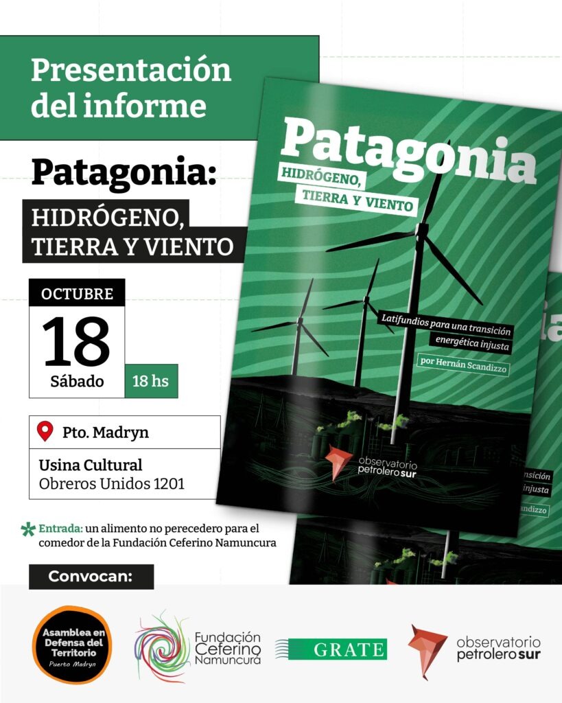 🌎 #Lanzamiento | ¿Transición energética o un nuevo despojo?

📢 Este fin de semana presentaremos el informe de OPSur: “Patagonia: hidrógeno, tierra y viento". 

👉 Más información en nuestro sitio web: argwhttps://olca.cl/articulo/nota.php?id=111339