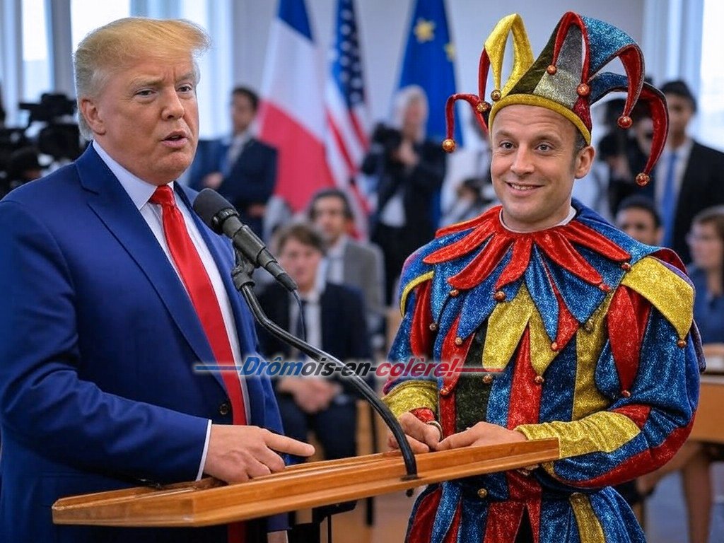 Donald TRUMP sait RÉCOMPENSER ses collaborateurs
en fonction de leur VALEUR...

-" Désormais, 
    j'ai décidé de NOMMER mon ami Emmanuel MACRON
    au poste de BOUFFON..."