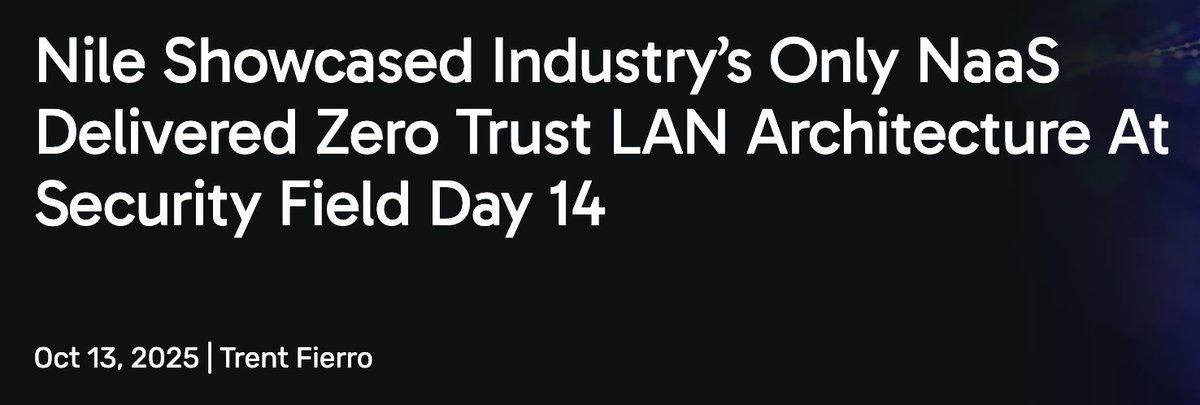 Enterprise LAN security being the same for decades has led people to believe VLANs, ACLs, and add-ons actually work. <a href="/NileSecure/">Nile</a> has a different perspective. Summary blog and #xfd14 recap videos - nilesecure.com/nile-insights/…
