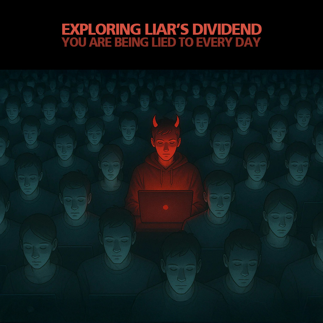 idoser's tweet image. You’re being #LiedTo and they’re getting away with it. The Liar’s Dividend is real, growing, and #weaponized. Stop falling for it. 👁‍🗨 Learn what it is before you’re trapped. Just GO HERE: binauralblog.com/liars-dividend
