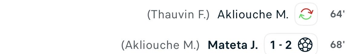 Il aura donc fallu moins de 5 minutes à M.Akliouche pour être plus décisif que F.Thauvin. Intéressant 🧐