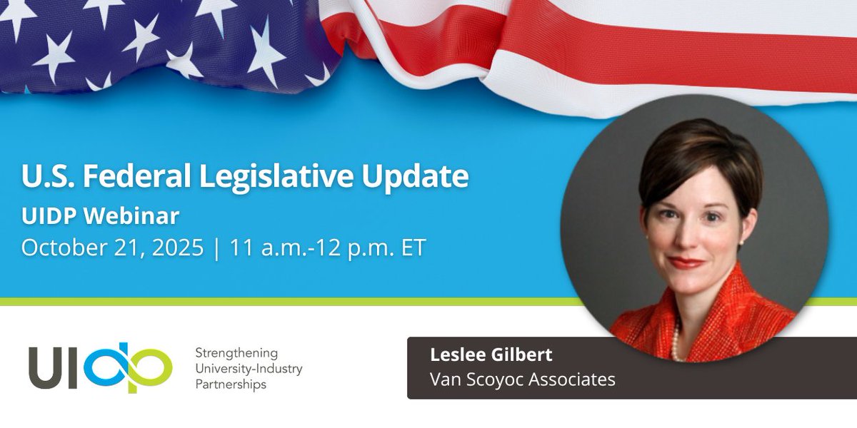 Don’t miss tomorrow's members-only briefing with Leslee Gilbert from Van Scoyoc Associates. Get insight into the government shutdown’s impact on research funding &amp; the intersection of the new R&amp;D memo and Higher Ed Compact. Register here: cvent.me/7BVPGD #UIDPWebinar
