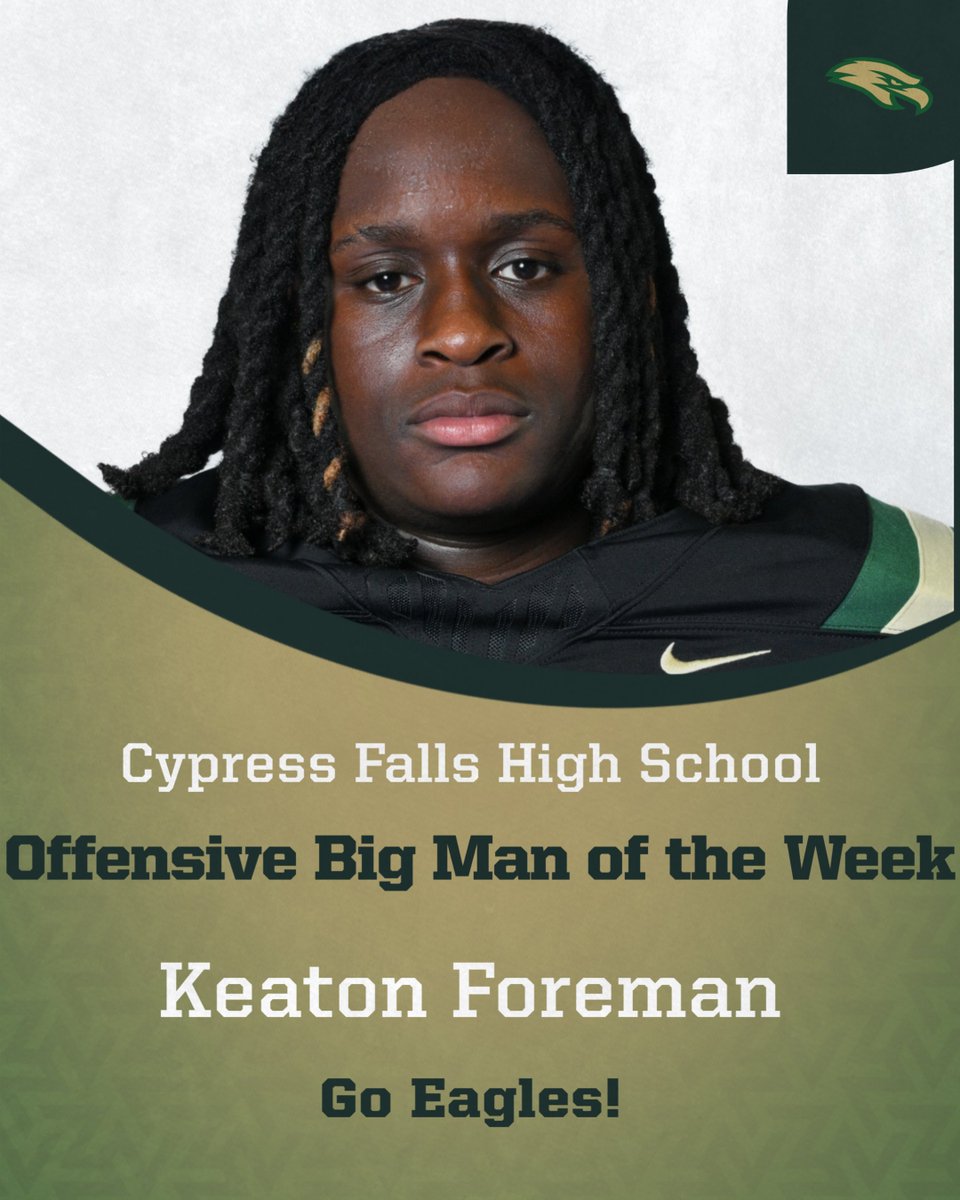 Congratulations to Keaton Foreman.  He is our Offensive Big Man of the Week for the Northbrook game!
