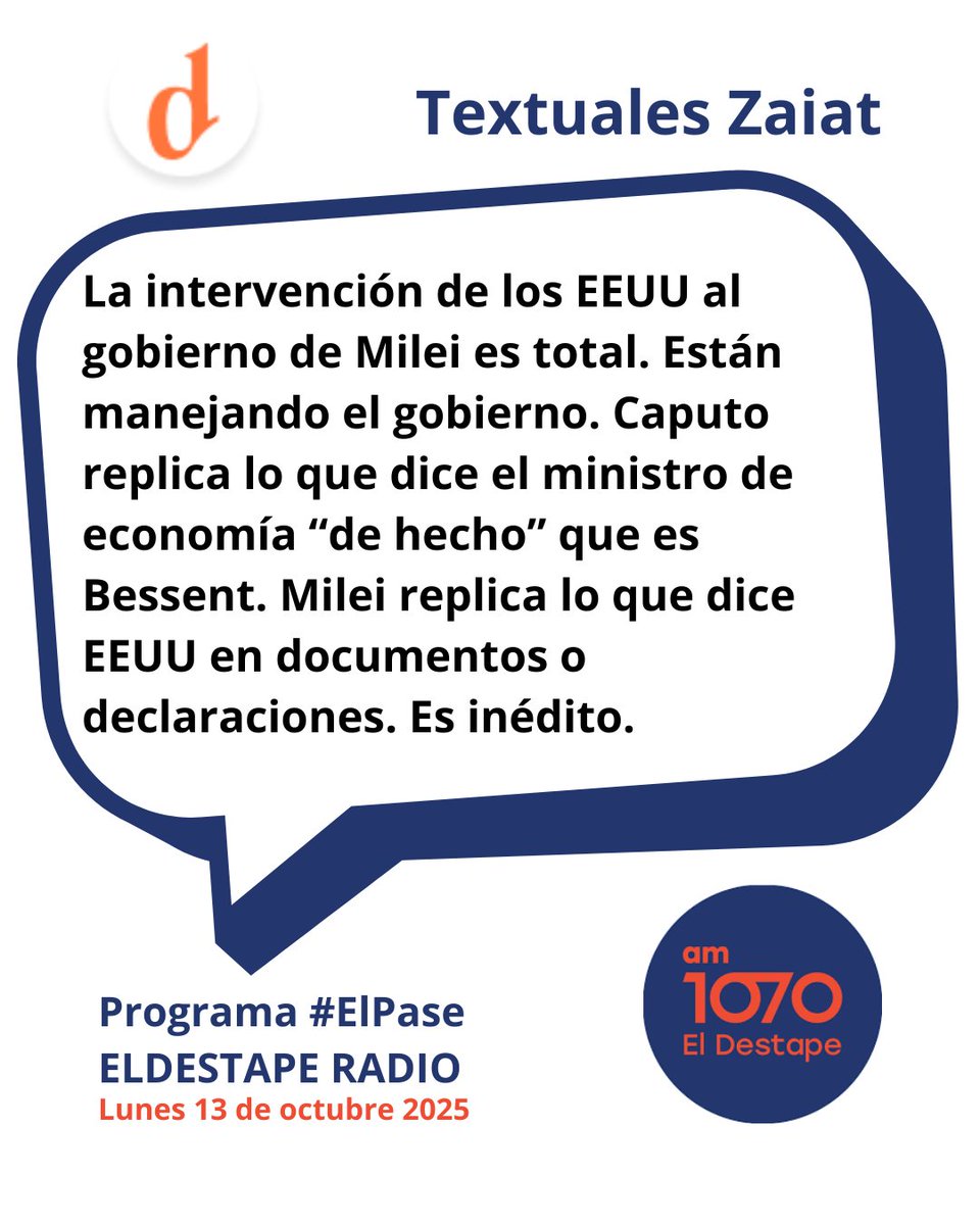 📻 #TextualesZaiat de hoy en #ElPase, el programa de <a href="/robdnavarro/">Roberto Navarro</a> por el aire de la AM 1070, <a href="/eldestape_radio/">El Destape 1070</a>