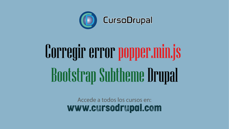 drupaladicto2's tweet image. Corregir error libería popper.min.js en Subtheme con Bootstrap: youtu.be/pYUDM5paBmE #drupal #frontend #drupaladictos #cursodrupal #bootstrap