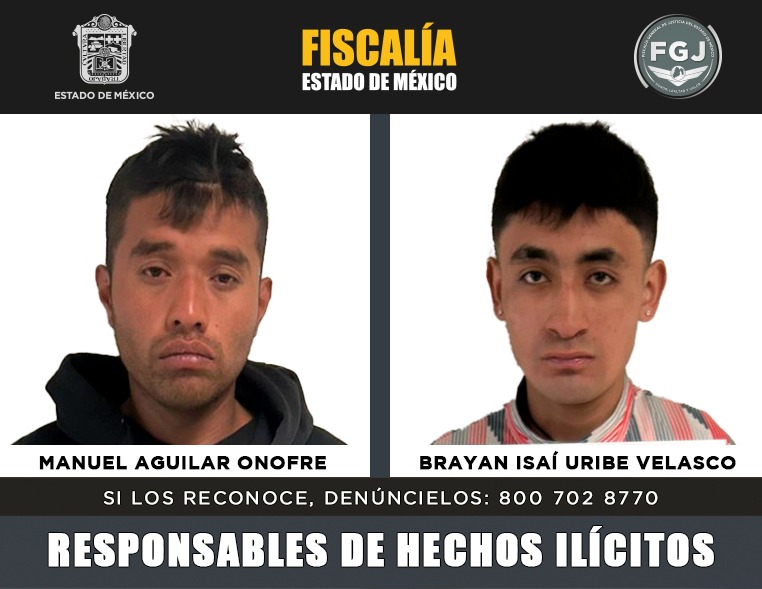 FiscaliaEdomex's tweet image. #Sentenciados
Investigaciones efectuadas por la #FiscalíaEdoméx permitieron establecer ante un Juez la participación de Brayan Isaí Uribe Velasco y Manuel Aguilar Onofre en el delito de robo de vehículo con violencia en el municipio de #Texcoco, por lo que fueron sentenciados a…