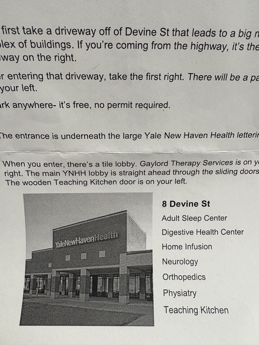 LisaCarberg's tweet photo. The gold medal of directions is awarded! Exterior shot, parking, entering! @drchefnate @YaleMedicine give yourself a pat on the back! #medicalreporting https://t.co/HtEzGNdAPN