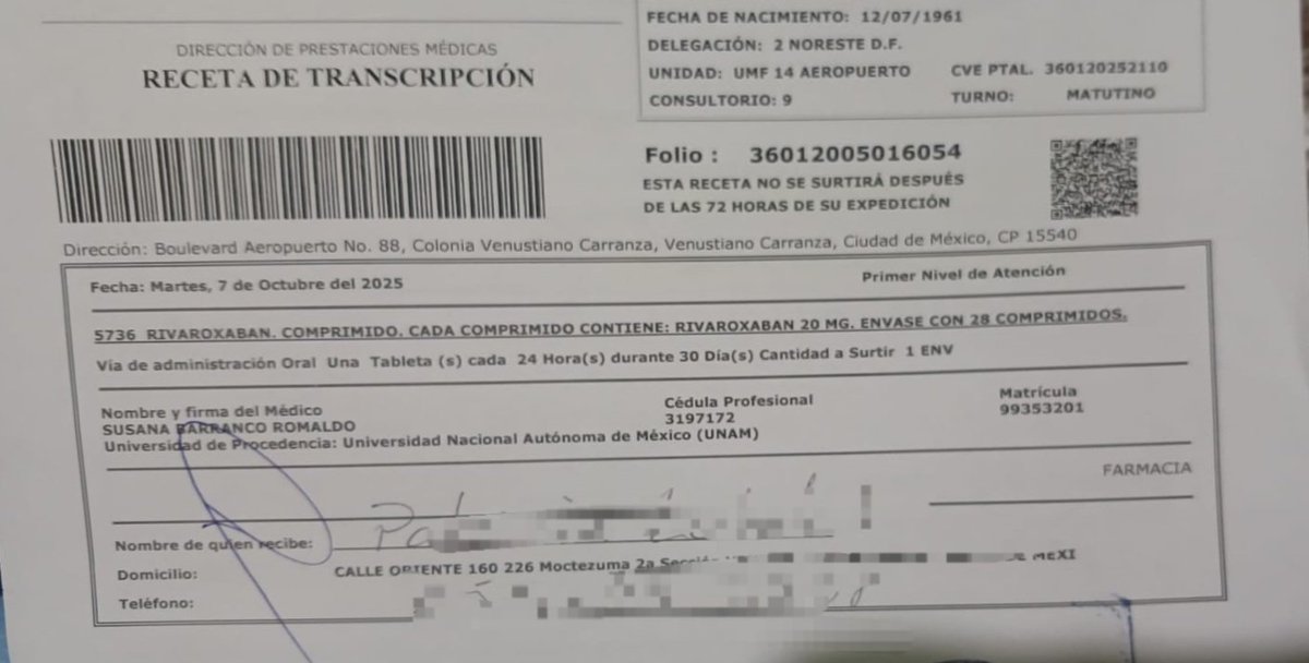 Mañana se cumple una semana de no poder surtir este medicamento en farmacia y como ya pasan las 72 hrs hay q tramitar nuevamente la receta <a href="/Tu_IMSS/">IMSS </a> <a href="/zoerobledo/">Zoé Robledo</a> <a href="/Claudiashein/">Claudia Sheinbaum Pardo</a>