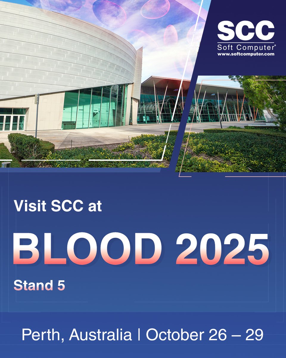 SCCSoftComputer's tweet image. Heading to Blood 2025 in Perth? So are we!

SCC Soft Computer is proud to be part of the Blood 2025 conference in Australia. Join us at Stand 5 to see how SoftBank.web™ and our other advanced solutions help laboratories optimize transfusion management.🧬