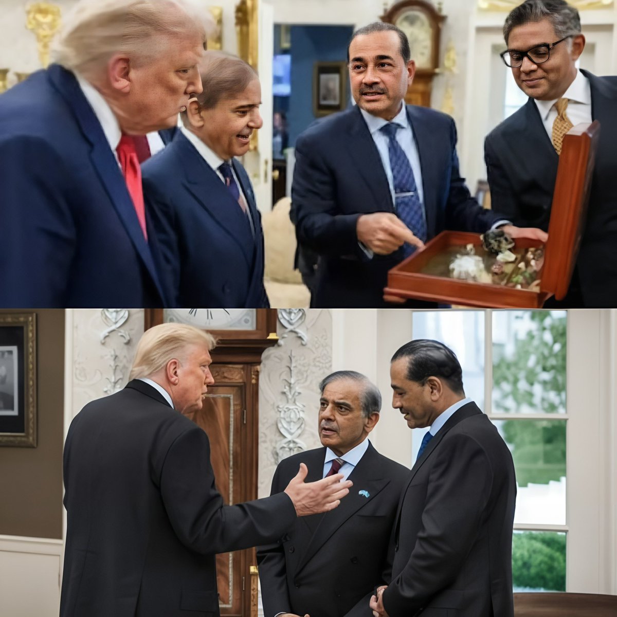 iknib4's tweet image. منیرا مستری اپنی ایکسٹینشن کے لئے ٹرمپ کو اپنی گشتی باجی دا رشتہ بھی دے سکتا ہے عمر چیمہ کی فریش بچیاں بھی پیش کر سکتا ہے نیچے تصویر میں دیکھا جا سکتا ہے کہ ٹرمپ کو ایک اچھے دلال کی طرح معدنیات پیش کر رہا ہے حتیٰ کہ ٹرمپ کے سامنے ایک تابعدار غلام کی طرح سر جھکائے کھڑا ہوا ہے