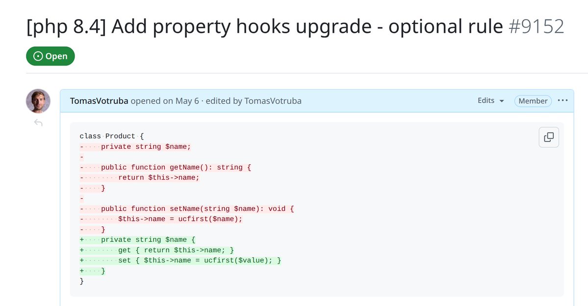 VotrubaT's tweet image. PHP 8.5 release is behind corner...
So it's about time to finally look into this @rectorphp rule... 😁 👀