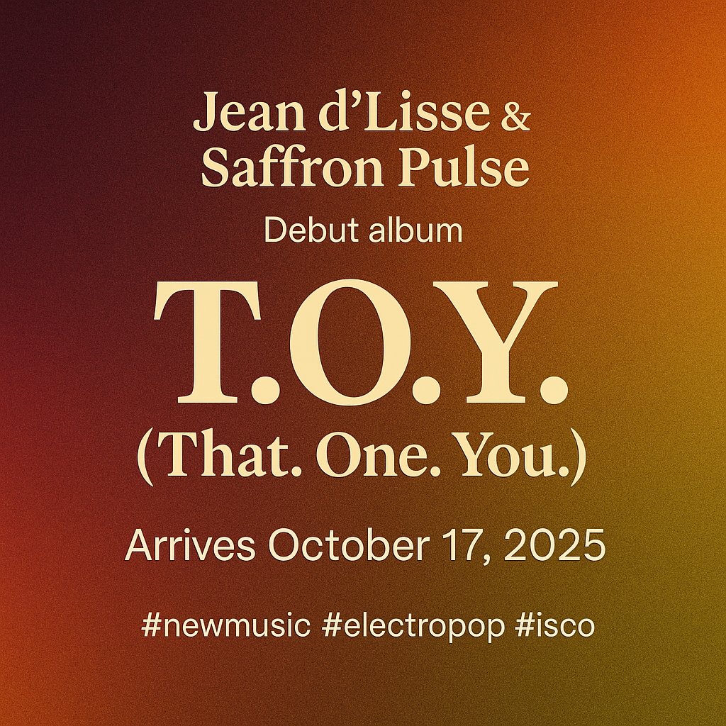 Saffron_Pulse's tweet photo. T.O.Y. (That. One. You.)
#NewAlbum from Jean d’Lisse &amp; Saffron Pulse — out October 17 2025.

#AfterMidnight #SoundtrackOfTheNight
#SlowBurnEnergy #NewMusic #AlbumRelease
#MusicDiscovery https://t.co/AnxeJFKKfH