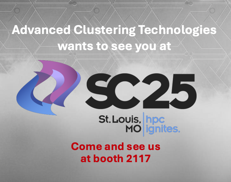 ACT_CLUSTER's tweet photo. Join us for #SC25 in St. Louis Nov 16–21. We'll be giving demos of ClusterVisor 2.0 and talking about our turnkey #HPC cluster solutions. https://t.co/OpnGkRImxQ