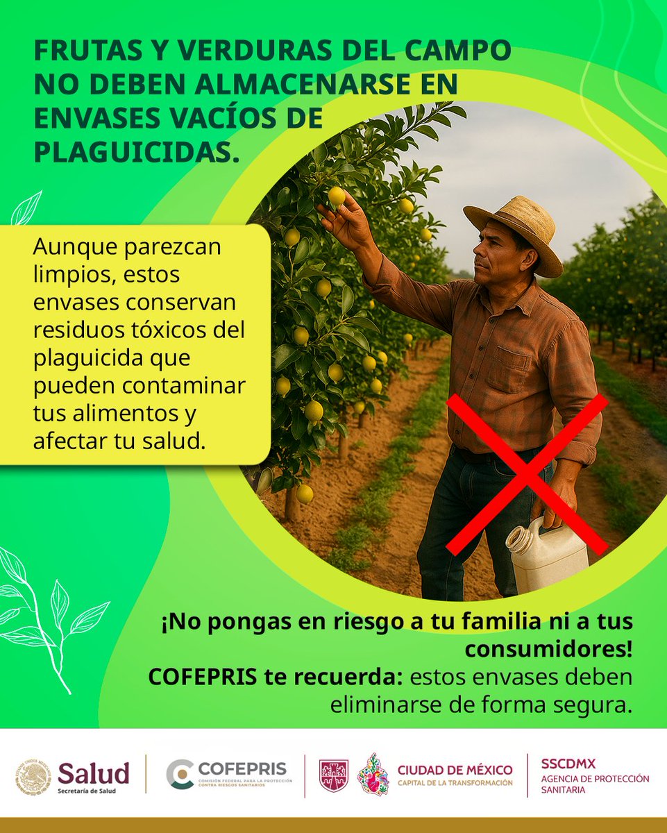 AGSANITARIA's tweet image. Los #envases que contenían #plaguicidas🪴, pueden significar un grave peligro si no los manejas adecuadamente.☠️

Pueden mantener residuos químicos, ¡aunque los laves!😱 Por eso se les considera residuos #peligrosos.

Pero entonces, ¿qué hacer con ellos?👇