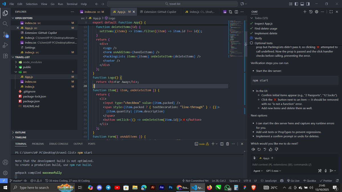 gbubemi_tsetimi's tweet image. day 9 of #100DaysOfCode #React REACT IS GETTING CONFUSING I had to dive deeper into state management today with my good buddy chat gpt , attempted to finish a course project on my own ...I couldn't so I followed along with the instructor #webdevelopment #WebDev #buildinpublic