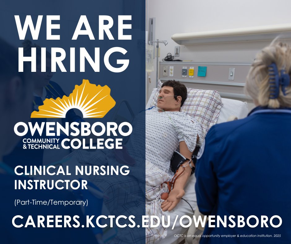Join the OCTC team! We’re looking for a Clinical Nursing Instructor (Part-Time/ Temporary). Learn more and apply: careers.kctcs.edu/jobs/clinical-…