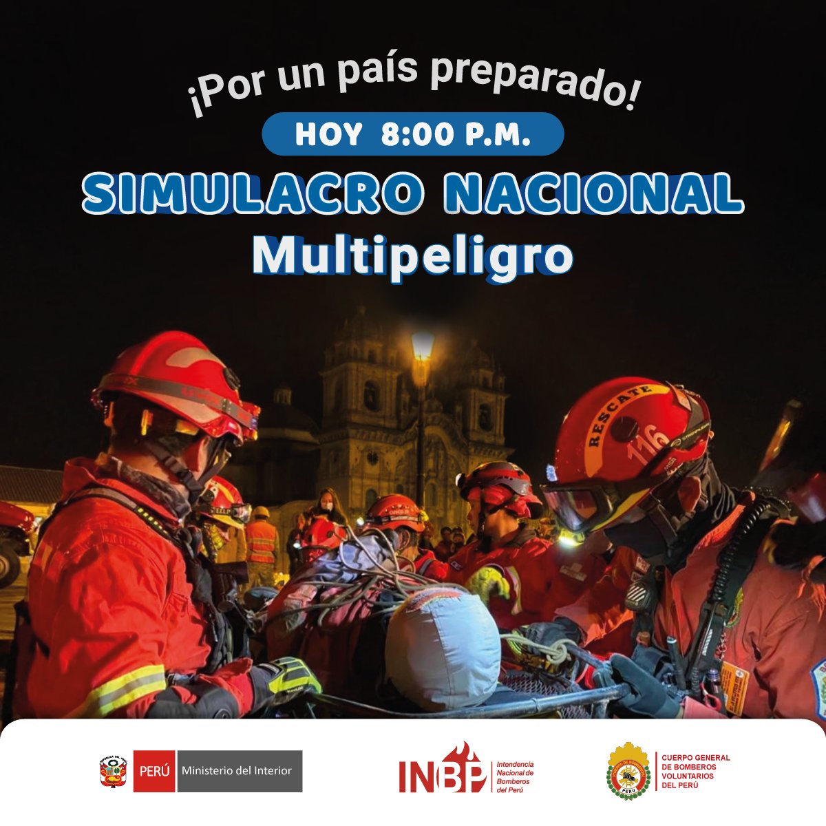 📷 TERCER SIMULACRO MULTIPELIGRO
#SimulacroNacional2025 hoy a las 8 p. m. 📷📷
Seguir las recomendaciones:
📷Inicia con el sonido de alarmas.
📷Ubícate en la zona segura.
📷Evacúa y sigue las indicaciones de las autoridades.
📷Recuerda tener lista tu #MochilaParaEmergencias