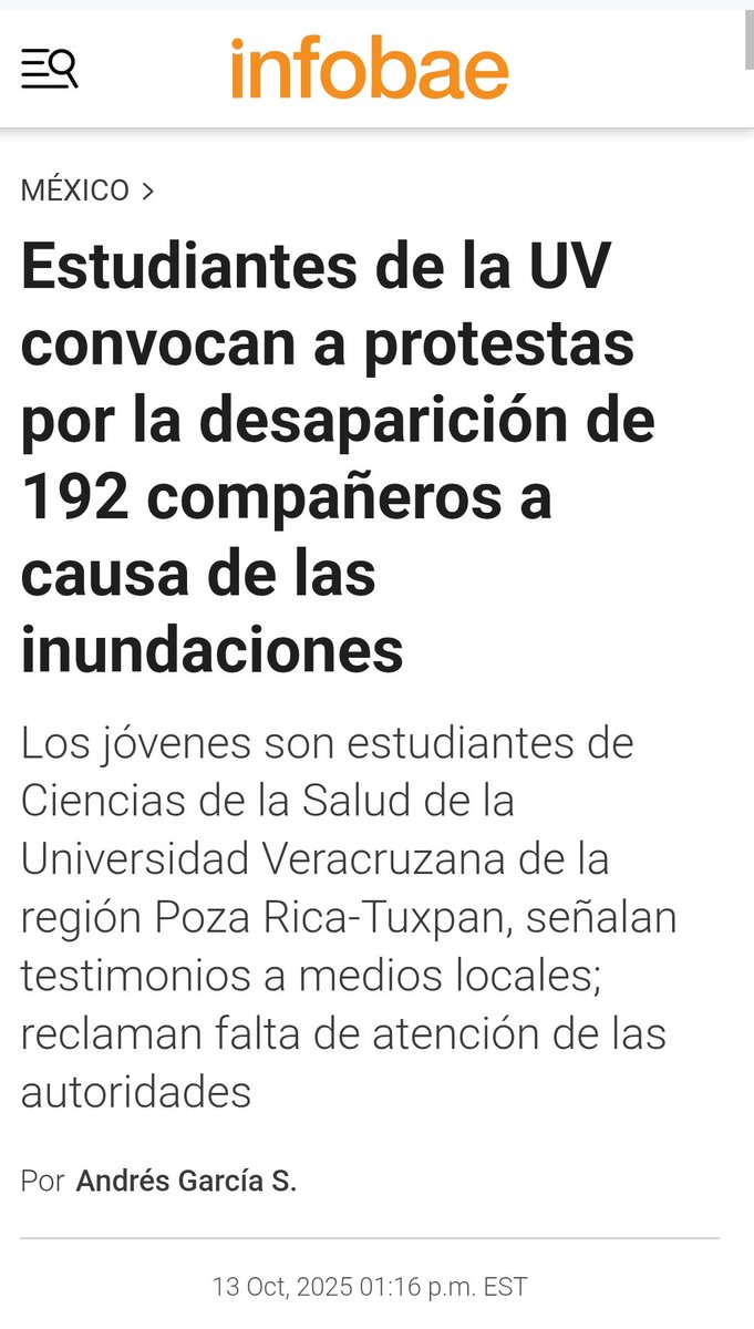#URGENTE 🛑😱
192 estudiantes de la Universidad de Veracruz están desaparecidos por las inundaciones... 
Esta podría ser la peor tragedia de la historia para una institución educativa desde el temblor del 85.
