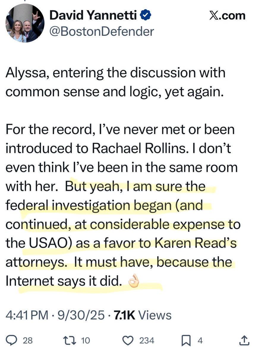 JulieCar94's tweet image. Imagine being @BostonDefender gaslighting everyone on Twitter when we all heard it announced in open court, on the record, that the federal investigation was opened by none other than David Yanetti and Karen Read in November of 2022. 

Imagine.