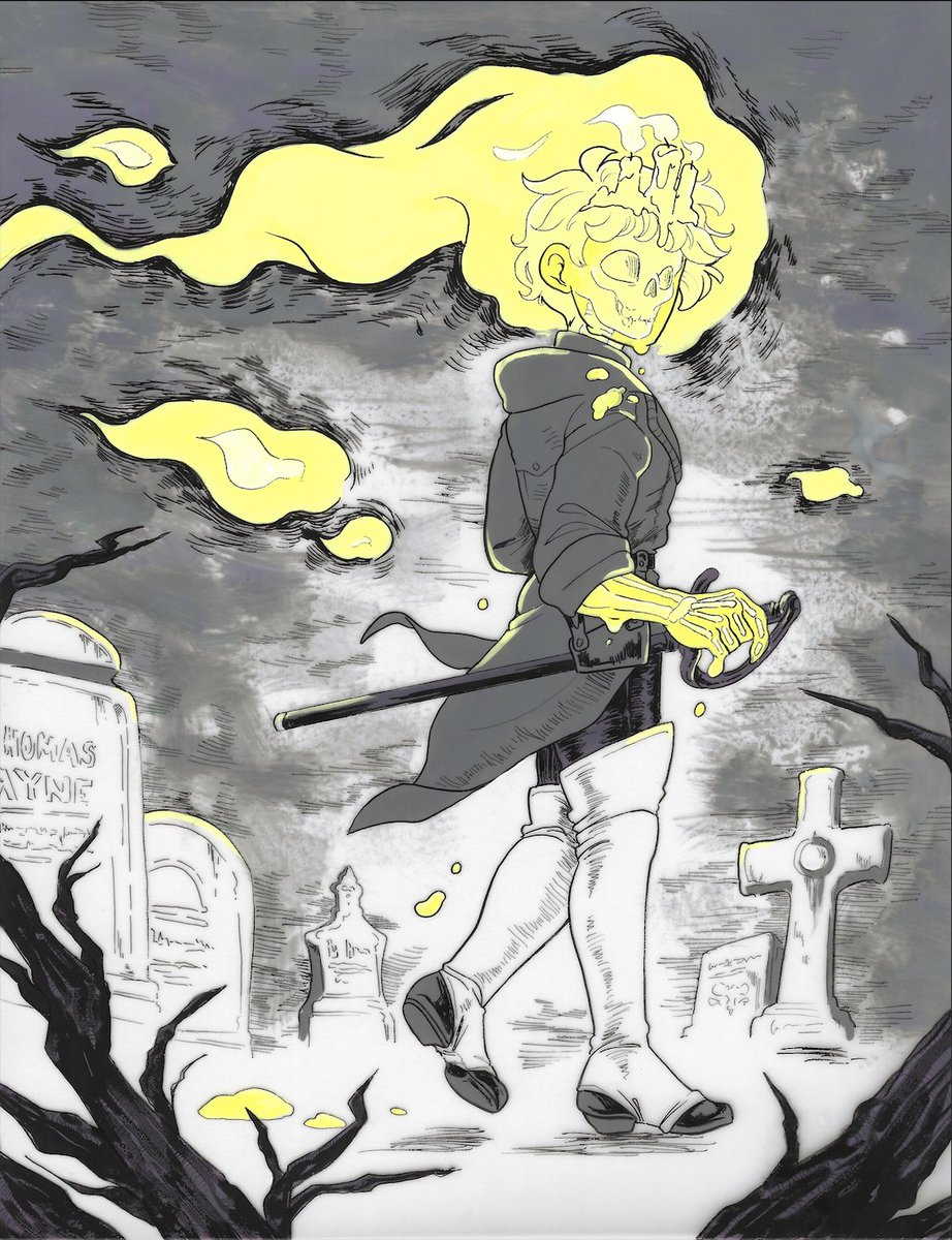 Candlelit Messanger🕯️
Only #drawtober2025 I have the chance to do!
Wanted to try duralar with inking the front and painting the back. Fun experiment, but the ink took AGES to dry!

🔍Read the webcomic here: …archforhenryjekyll.thecomicseries.com/comics/1