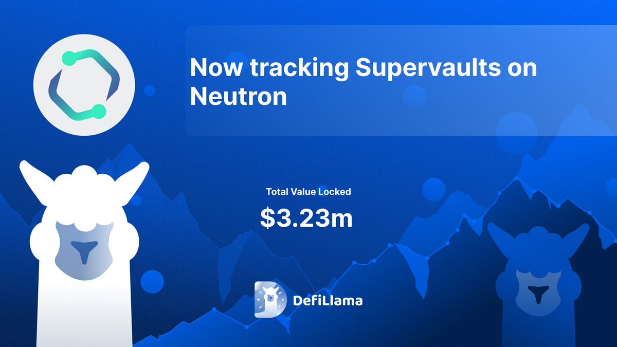 DefiLlama's tweet image. Now tracking Supervaults on @neutron_org
Automated liquidity management vaults for concentrated liquidity pools on Neutron, managing positions across Bitcoin LSTs and major crypto assets