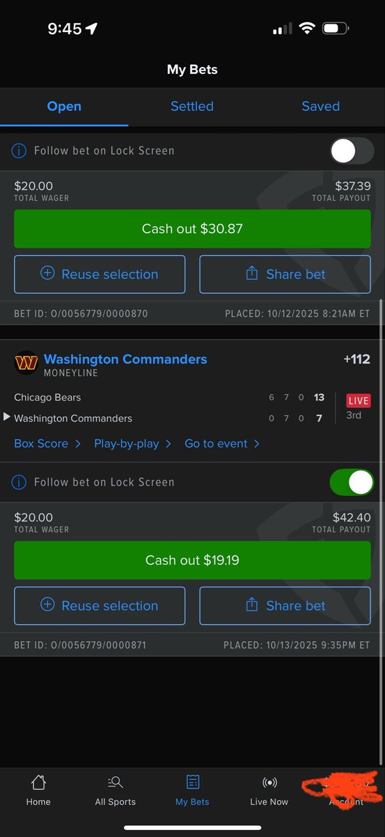 CapHazard's tweet photo. @_MarcusD3_ Took Commanders ML the second this happened... https://t.co/gZI5lo7EgJ