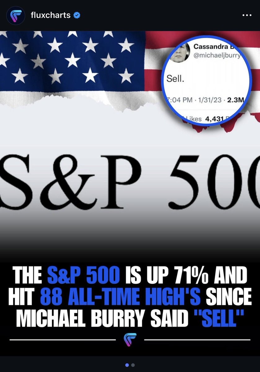 vicerock4's tweet photo. I think it’s about time we retired the name “Michael Burry”. He was right ONCE. He’s been wrong MORE THAN ONCE. https://t.co/WuLPcL9WGy