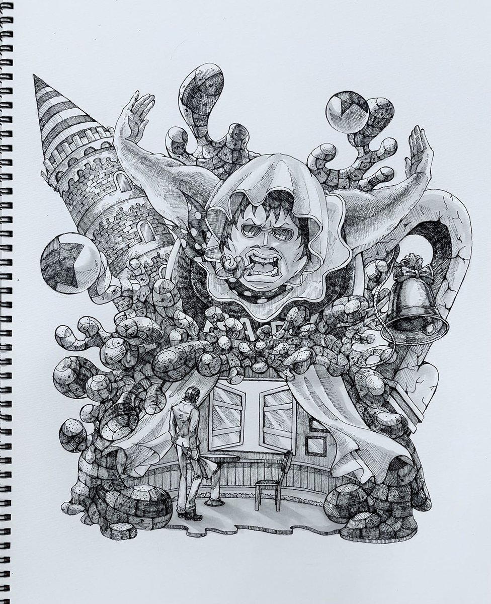 1kuji_onepiece's tweet image. 「造形王セニョール・ピンク」は、BANDAI SPIRITS開発担当橋本がデザイン案を描き、それをもとに岩倉氏が造形するという手法で制作されております。

以下インタビュー引用。

橋本）…